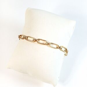 Gold Tone Paperclip Chain Link Bracelet